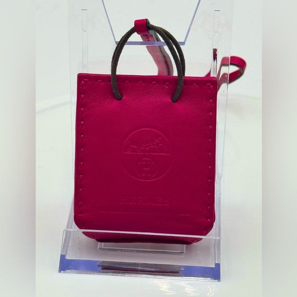 Authentic Hermes Sac Orange Bag Charm in Rose Mexico with Original Box - Picture 1 of 11